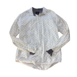 Stylish White Patterned Men's Casual Shirt